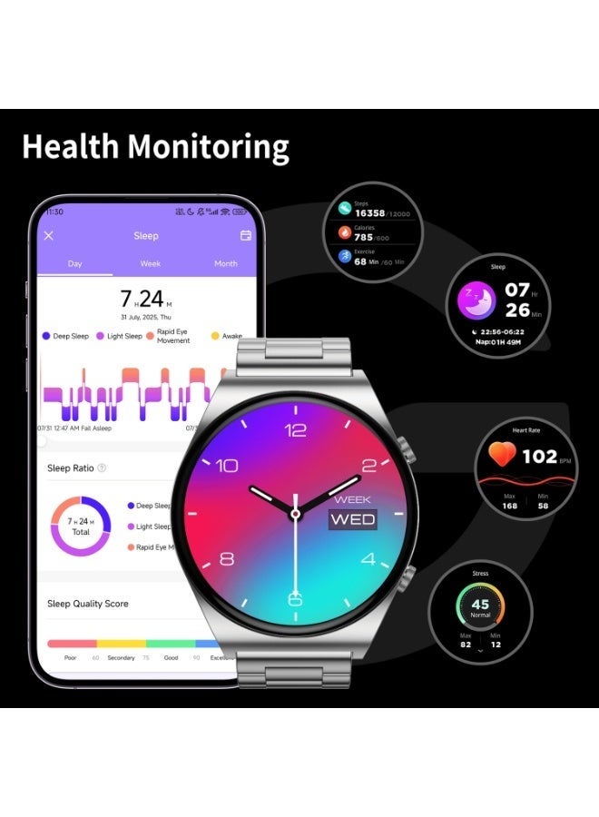 G-Tab GT3 Pro Max AMOLED Smart Watch with Bluetooth Calling, Full Touch Display, Health Monitoring, Multi-Sport Modes, Waterproof Design, Long Battery Life & Stylish Straps for Men & Women - Image 4