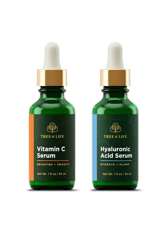 Tree of Life Beauty Tree Of Life Vitamin C Brightening Serum And Hyaluronic Acid Hydrating Serum Smooth Sailing Facial Serum Duo Renewing And Smoothing For Face Clean Dermatologisttested Skin Care 2 Count X 1 Fl Oz  - Image 2
