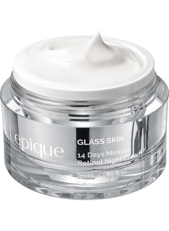 Lepique Retinol Night Cream 50ml - No.1 Korean Premium Overnight Repair Cream for Face and Neck - Collagen, Centella - Anti aging Skin Cream, Moisturizer Face Cream, (Unscented, with Spatula) - Image 1