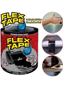FLEX TAPE Waterproof Flex Seal Super Strong Adhesive Sealant Tape For Any Surface, Stops Leaks, Large (Black) 