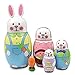 GRPSKCOS Easter Bunny Russian Nesting Dolls Toys for Kids 5pcs Animal Rabbit Wooden Matryoshka Dolls Handmade Easter Decoration Gifts09 Rabbit - Image 2