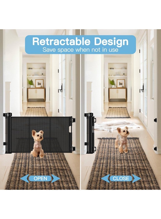 Bingguz Short Dog Gate 0"-39" Wide Narrow Baby Gate 24” Tall Retractable Short Pet Gate to Step Over Short Baby Gate for Doorway, Low Pet Gate Indoor Doggie Gates Mesh Puppy Gate for Stairs, Black - Image 3