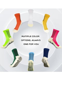 Generic Men's Soccer Socks Anti Slip Non Slip Grip Pads for Football Basketball Sports Grip Socks, 4 Pair(Mixed), Mixed, One size  - Image 2