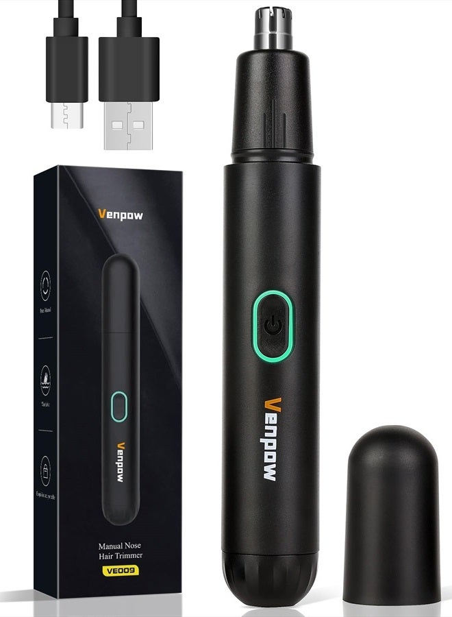 Venpow Rechargeable Ear and Nose Hair Trimmer - 2023 Professional Painless Eyebrow & Facial Hair Trimmer for Men Women, Powerful Motor and Dual-Edge Blades for Smoother Cutting, Black - Image 1