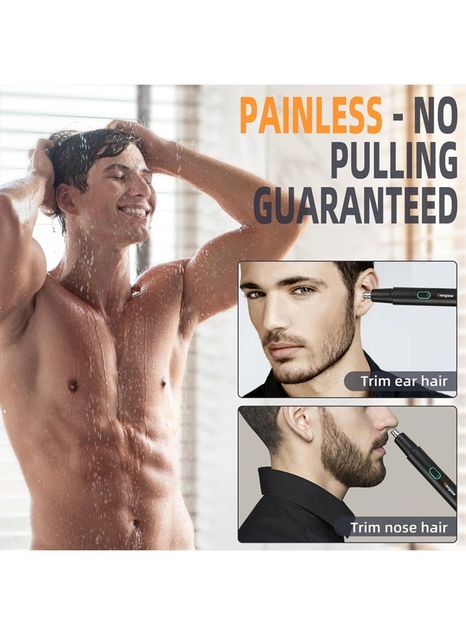Venpow Rechargeable Ear and Nose Hair Trimmer - 2023 Professional Painless Eyebrow & Facial Hair Trimmer for Men Women, Powerful Motor and Dual-Edge Blades for Smoother Cutting, Black - Image 2