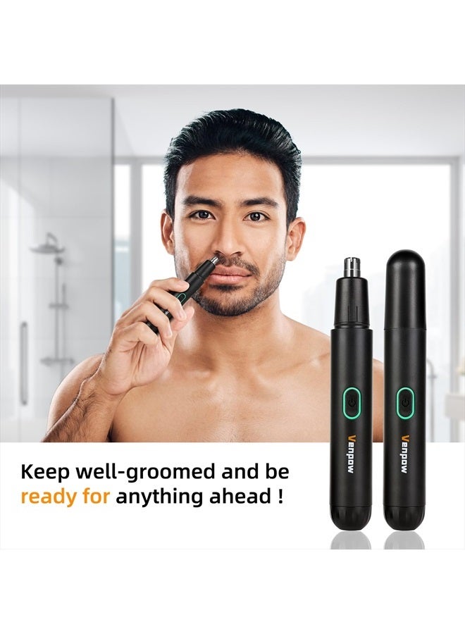 Venpow Rechargeable Ear and Nose Hair Trimmer - 2023 Professional Painless Eyebrow & Facial Hair Trimmer for Men Women, Powerful Motor and Dual-Edge Blades for Smoother Cutting, Black - Image 5