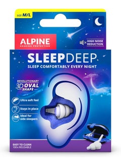 Alpine Sleepdeep Ear Plugs For Sleeping - New Oval Shape - Built-In Noise Cancelling Gel - Comfort And Max Attenuation With Soft Filters (Size M/L)  - Image 1
