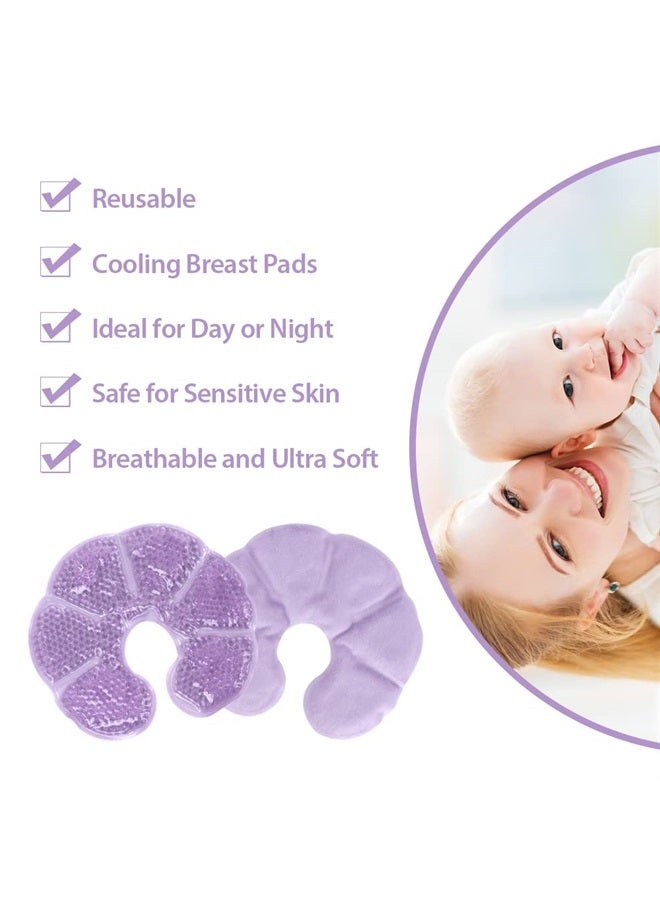 NEWGO Breast Ice Pack 2 Pack Gel Ice Pack for Breast Surgery, Reusable Nursing Ice Pack Hot or Cold Therapy Breast Pad for Breastfeeding, Engorgement Relief (Purple) - Image 2