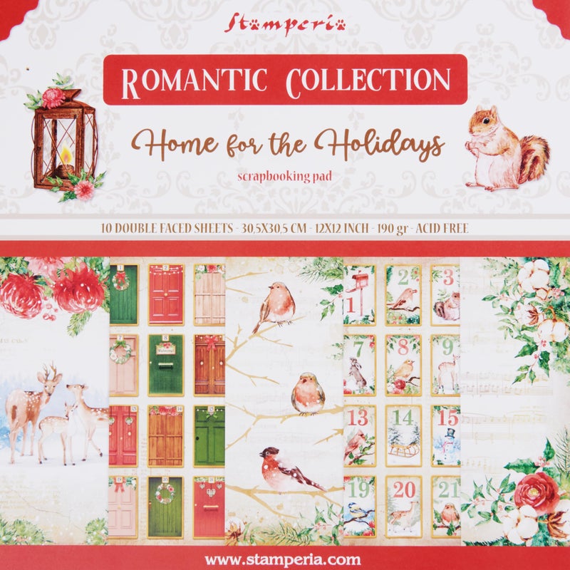 Stamperia International Scrapbooking PadRomanticHome for The Holidays Multicoloured 12 x 12 inches