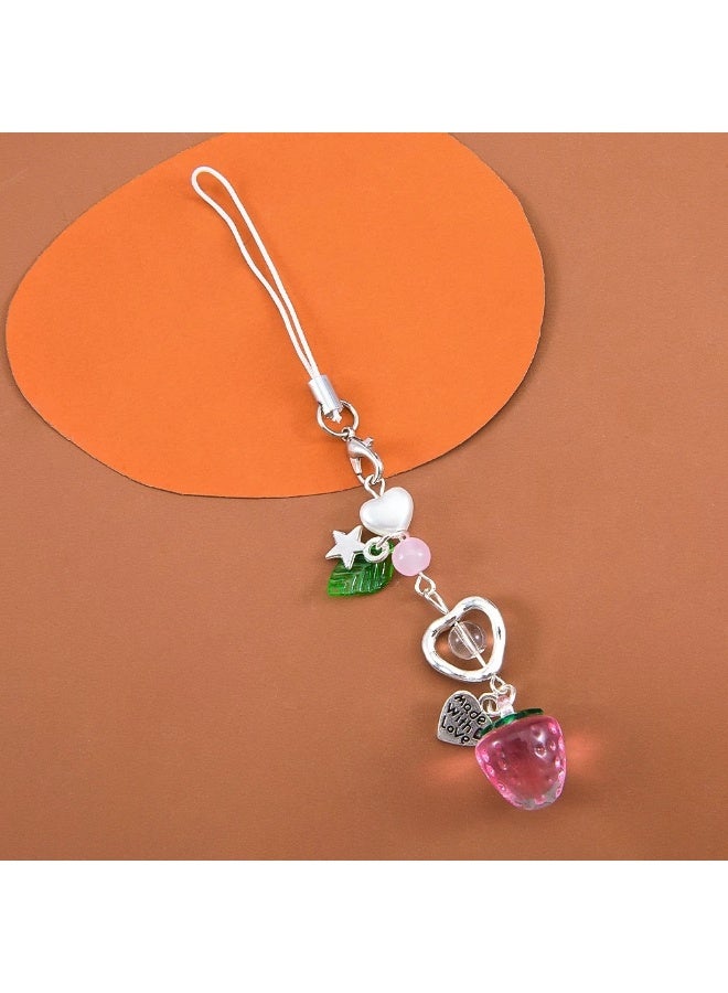 NIBEMINENT Phone Charm/ Chain Strap for Women Girls, Pendant Heart Cell Phone Case Lanyard Wrist Strap