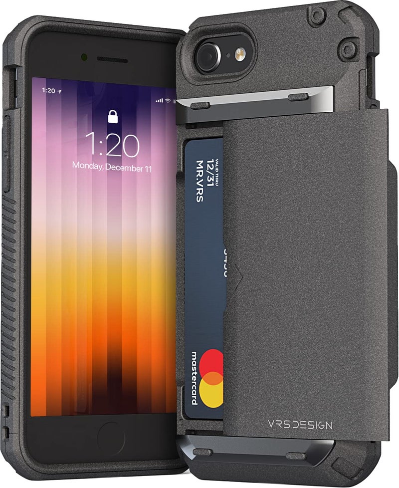 Cool Baby Damda Glide PRO Sandstone Wallet Case for iPhone SE 3/SE 2020/8/7, Semi-Automatic Sliding Credit Card Holder Slot, Sandstone - Image 1