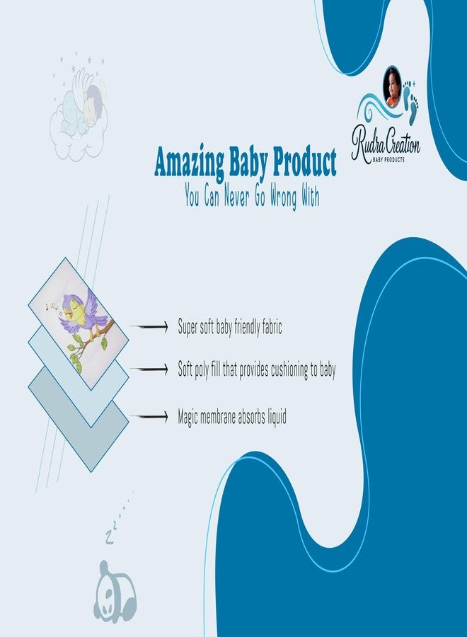 RUDRA CREATION® Baby Cotton Bedding Set with Musical Bird Design, Purple Border Pattern, Soft Crib Sheet and Mat - Image 4