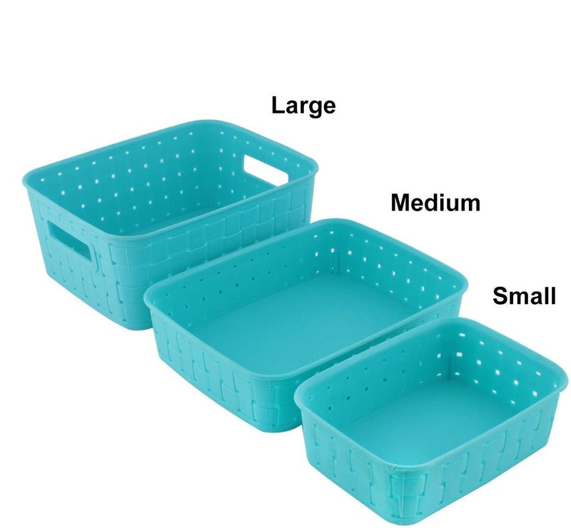 G.FIDEL GFIDEL New Multipurpose Smart Shelf Basket Set 3 Pc Storage Basket for Fruits VegetablesMagazines Cosmetics etc Storage Basket Basket for Kitchen Use Pack of 3 Blue Color Made in India - Image 3