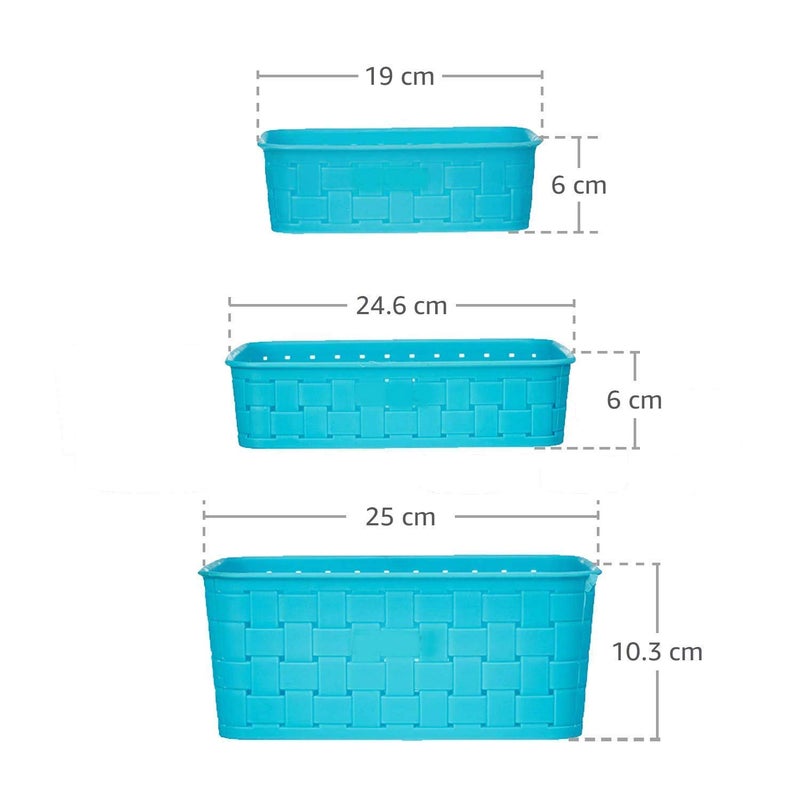 G.FIDEL GFIDEL New Multipurpose Smart Shelf Basket Set 3 Pc Storage Basket for Fruits VegetablesMagazines Cosmetics etc Storage Basket Basket for Kitchen Use Pack of 3 Blue Color Made in India - Image 2