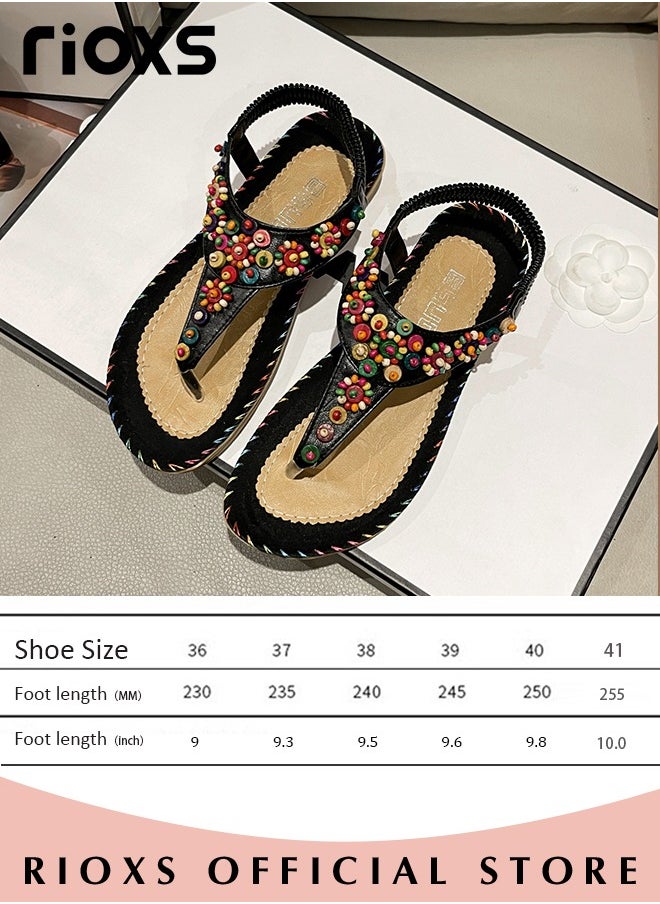 Flat Sandals For Women Bohemian Beaded Sandals Women's Fashion Ankle Strap Beach Sandal Slip-on Flats Shoes For Ladies Vacation Shopping Walking Daily Wear - pzsku/Z8EB5A8BE192CCBF3043CZ/45/_/1699415221/2a550ec2-6de5-4947-beef-57ae53a76635