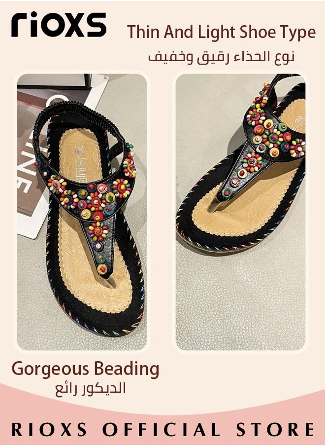 Flat Sandals For Women Bohemian Beaded Sandals Women's Fashion Ankle Strap Beach Sandal Slip-on Flats Shoes For Ladies Vacation Shopping Walking Daily Wear - pzsku/Z8EB5A8BE192CCBF3043CZ/45/_/1699415222/e0a7e7a5-b9bd-492f-95e6-a5a7f01ef7aa