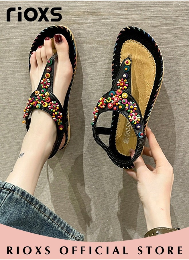 Flat Sandals For Women Bohemian Beaded Sandals Women's Fashion Ankle Strap Beach Sandal Slip-on Flats Shoes For Ladies Vacation Shopping Walking Daily Wear - pzsku/Z8EB5A8BE192CCBF3043CZ/45/_/1718435429/90d5ded5-9394-4e62-877b-44f87ba1aa0e