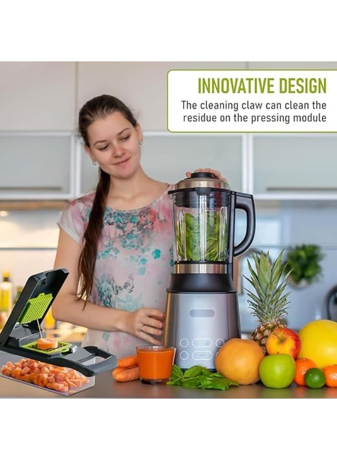 LOISTE 12 in 1 Vegetable Chopper - Multifunctional Vegetable Slicer with Top Handle, Drain Basket, Egg Separator & 8 Versatile Blades - Manual Veggie/Onion/Salad Dicer for Kitchen - Image 5