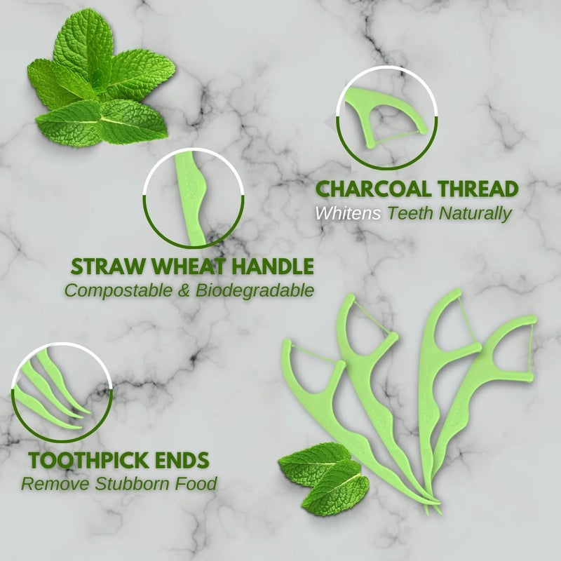 Royalkart 3 in 1 Dental Floss Picks Mint flavored flosser with tongue cleaner and toothpick for fresh breath and healthy gums(Pack of 4) - Image 4