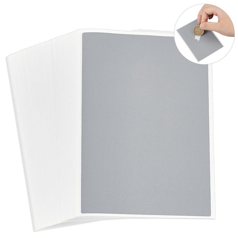 FINGERINSPIRE 100 Sheets Full Sheet Scratch Off Stickers, Grey, Rectangular, 4.1x3inch, DIY Scratch Off Labels for Gender Reveal Raffle Tickets Games - Image 1