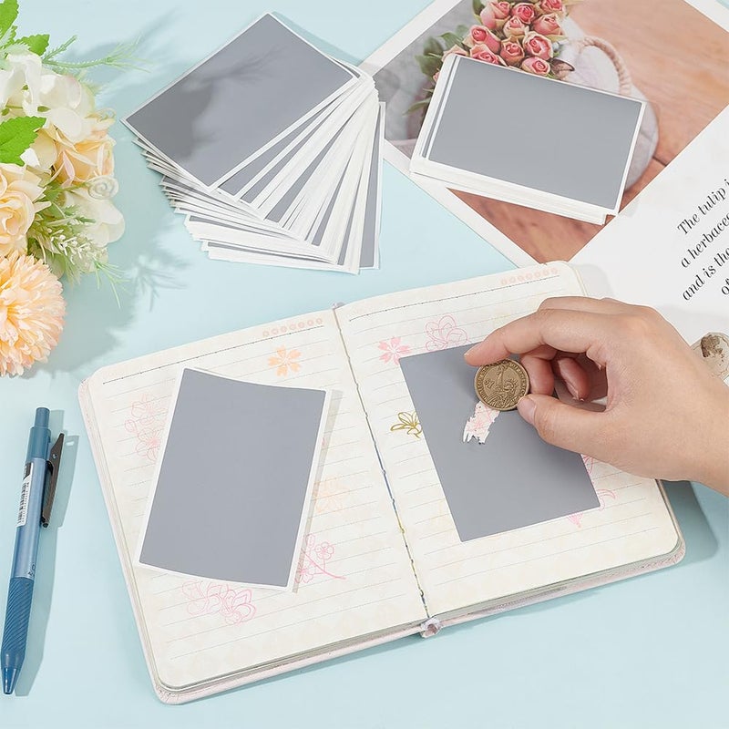 FINGERINSPIRE 100 Sheets Full Sheet Scratch Off Stickers, Grey, Rectangular, 4.1x3inch, DIY Scratch Off Labels for Gender Reveal Raffle Tickets Games - Image 3
