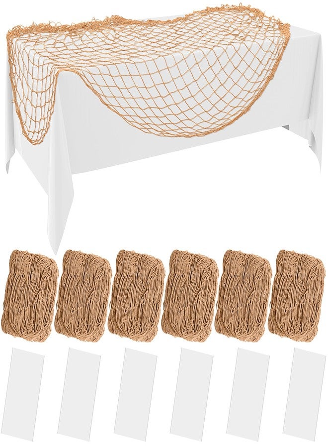Oudain 12 Pcs Fish Net Tablecloth Decorations Set Cotton Fishnet Decorations Rectangle Plastic Table Cover Fishing Table Cloth for Ocean Nautical Pirate Birthday Party (White) - Image 1