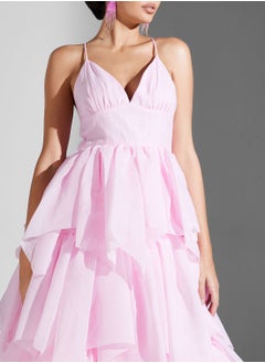 True Decadence Pleated Petal Skirt Strappy Maxi Dress  - Image 3