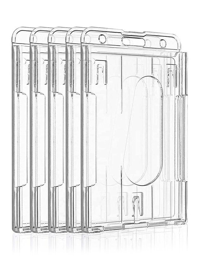 Card Protector, Vertical 2 Card Badge Holder Transparent Plastic ID Credit Card Protector with Thumb Slot, Rigid PC Transparent Material,10 Pack - Image 1