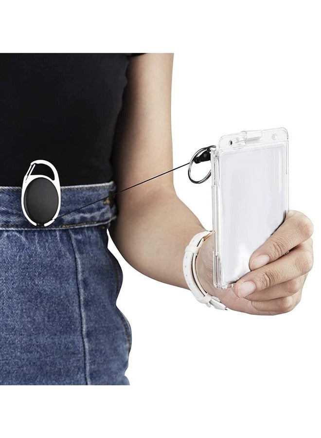 Card Protector, Vertical 2 Card Badge Holder Transparent Plastic ID Credit Card Protector with Thumb Slot, Rigid PC Transparent Material,10 Pack - Image 2