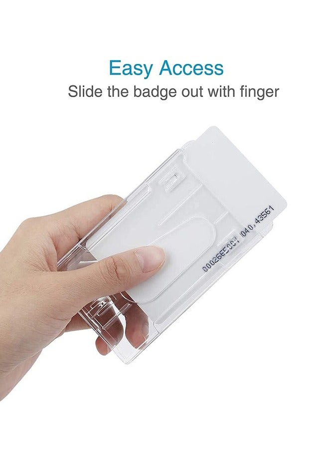 Card Protector, Vertical 2 Card Badge Holder Transparent Plastic ID Credit Card Protector with Thumb Slot, Rigid PC Transparent Material,10 Pack - Image 4