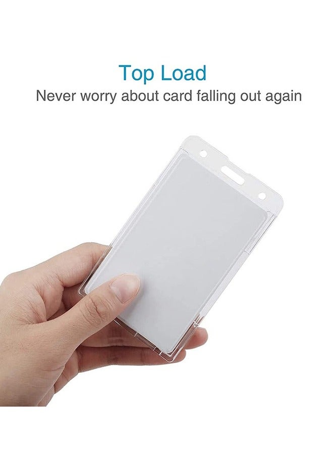 Card Protector, Vertical 2 Card Badge Holder Transparent Plastic ID Credit Card Protector with Thumb Slot, Rigid PC Transparent Material,10 Pack - Image 5