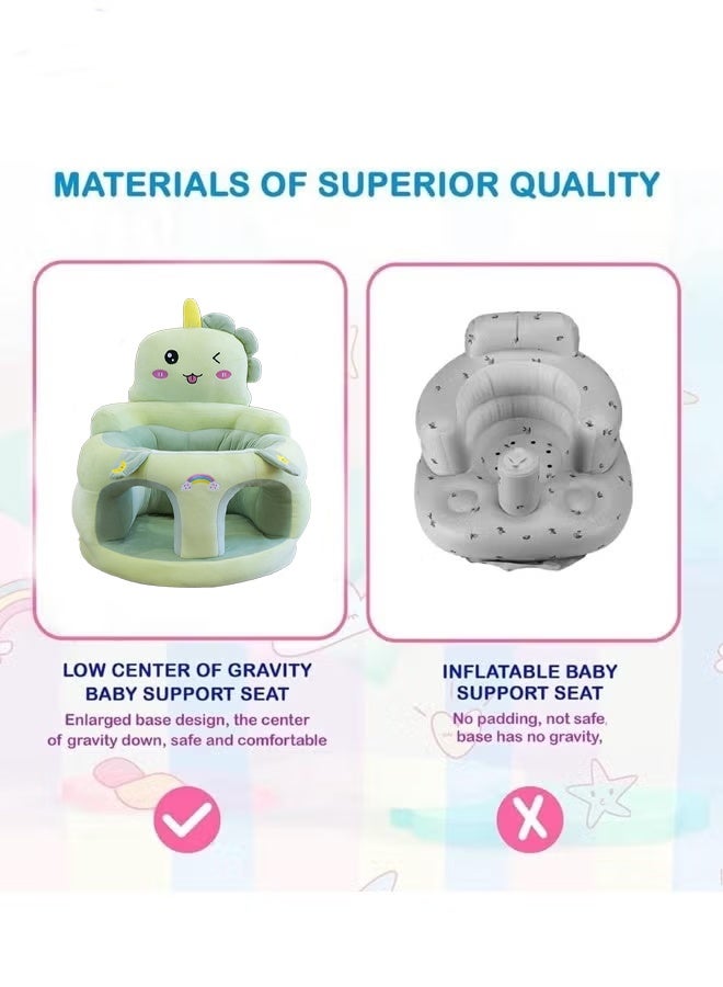 Berma Baby Baby Sitting Chair, Baby Sofa Toy, Baby Support Seat, Baby Comfort Learning Seat, Learning Sitting and Feeding Chair, Soft and Cute Plush Floor Sofa for Baby to Play, Suitable for Boys and Girls (Green Unicorn) - Image 5