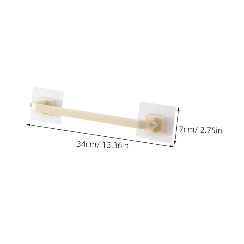 2Pcs White Plastic Suction Cup Towel Bar Bathroom Storage Rack No Punch Decor - Image 5