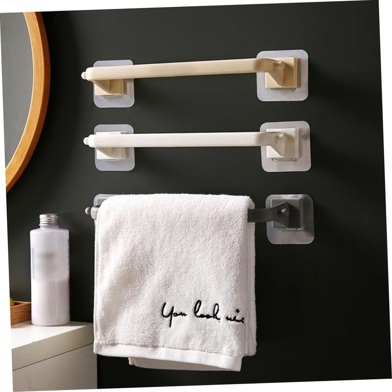 2Pcs White Plastic Suction Cup Towel Bar Bathroom Storage Rack No Punch Decor - Image 4