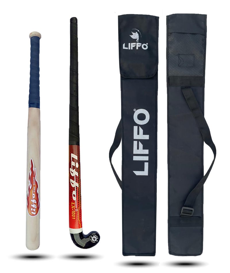 Liffo ® Wooden Baseball bat Heavy Duty with Hockey Stick with Cover - Image 1