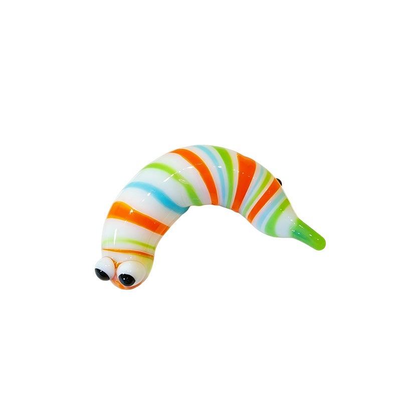 Cute Glass Caterpillar Ornament, Hand-blown Insect Sculpture, Home Decoration, Desktop Micro Landscape Accessory - Image 5