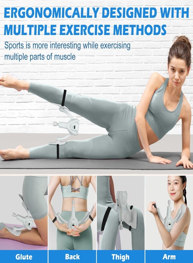Thighaction 3rd Gen Thigh Master 0-100 lbs Adjustable Resistance Inner Thigh Exerciser Trainer Counter with Leg Straps Band Pelvic Floor Kegel Hip Exercise Workout Equipment Pilates Women Men (White) - Image 4