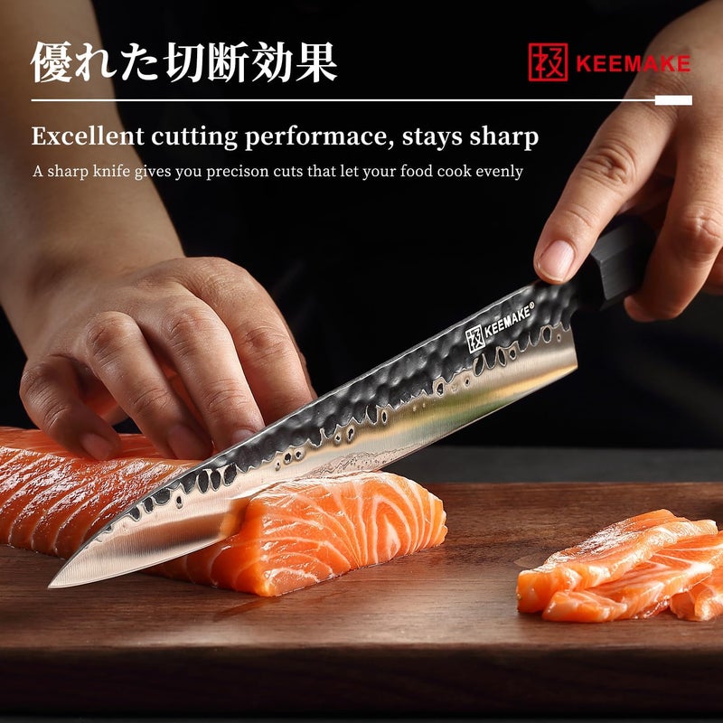 KEEMAKE KEEMMAKE Sushi Knife - 10 inch Yanagiba with 440C Stainless Steel Blade, Japanese Sashimi Knife with G10 Bolster and Octagonal Rosewood Handle, Gift Box Included - Image 5