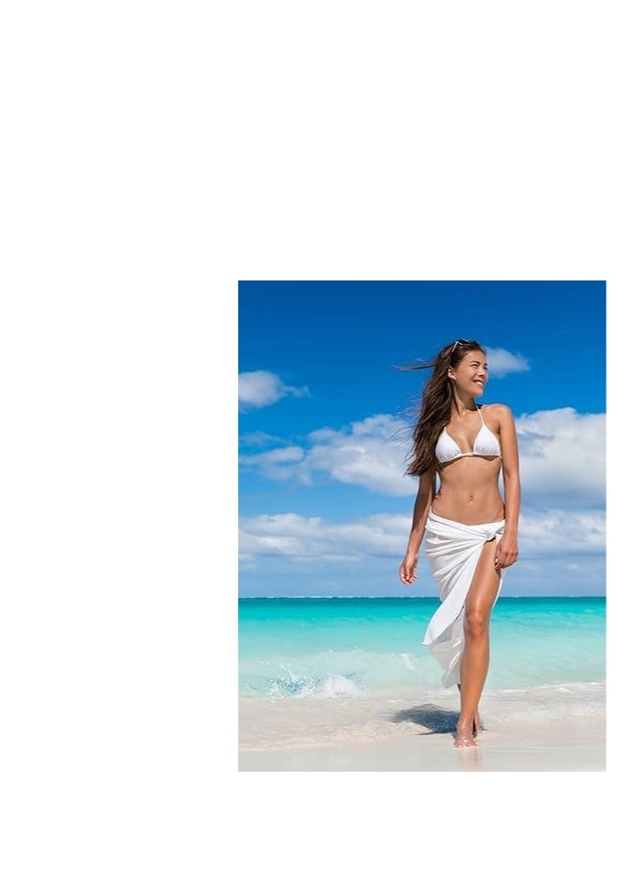 Sylqvxh 2 Pack Women Sarong Swimsuit Coverups Chiffon Long Beach Sarong Wraps Bathing Suit Cover Up, Black and White - Image 5