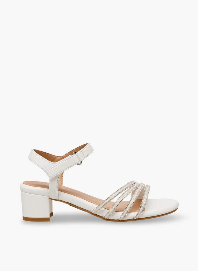 Celeste White Girls Embellished Block Heel Sandals for Women | Best Price UAE
