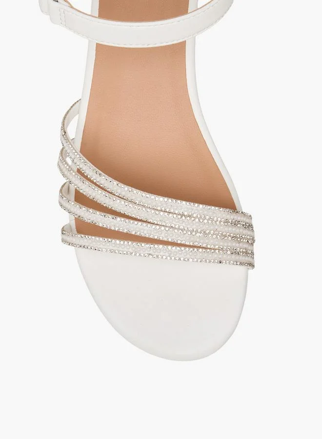 Celeste White Girls Embellished Block Heel Sandals for Women | Best Price UAE