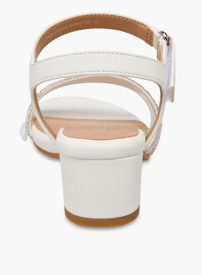 Celeste White Girls Embellished Block Heel Sandals for Women | Best Price UAE