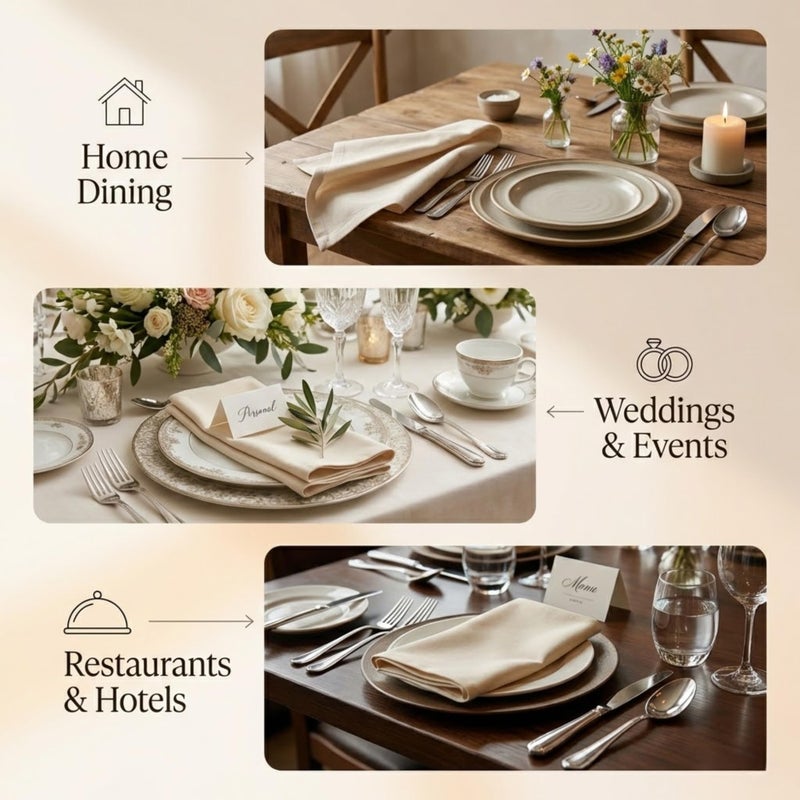 ACCENTHOME Accent Home 100% Cotton Napkins, Delicate Cloth Napkins for Dinners, Parties and Weddingsï¼Œ18 x 18 Inch Set of 12 - Natural - Image 4