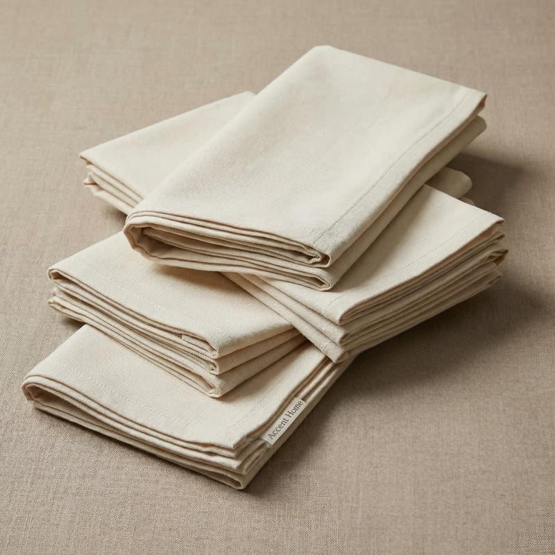 ACCENTHOME Accent Home 100% Cotton Napkins, Delicate Cloth Napkins for Dinners, Parties and Weddingsï¼Œ18 x 18 Inch Set of 12 - Natural - Image 3