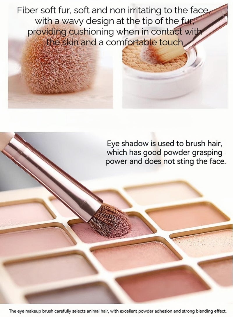 Travel Makeup Brush Set Foundation Powder Concealers Eye Shadows Makeup Set with LED light Mirror 14 Pcs Pink - Image 5