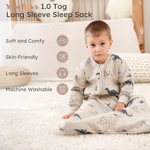 Yoofoss Baby Sleep Sack 612 Months 10 Tog Long Sleeve Sleep Sack Organic Cotton Wearable Blanket for Infants 2Way Zipper Quilted Sleeping SacksMedium - Image 3