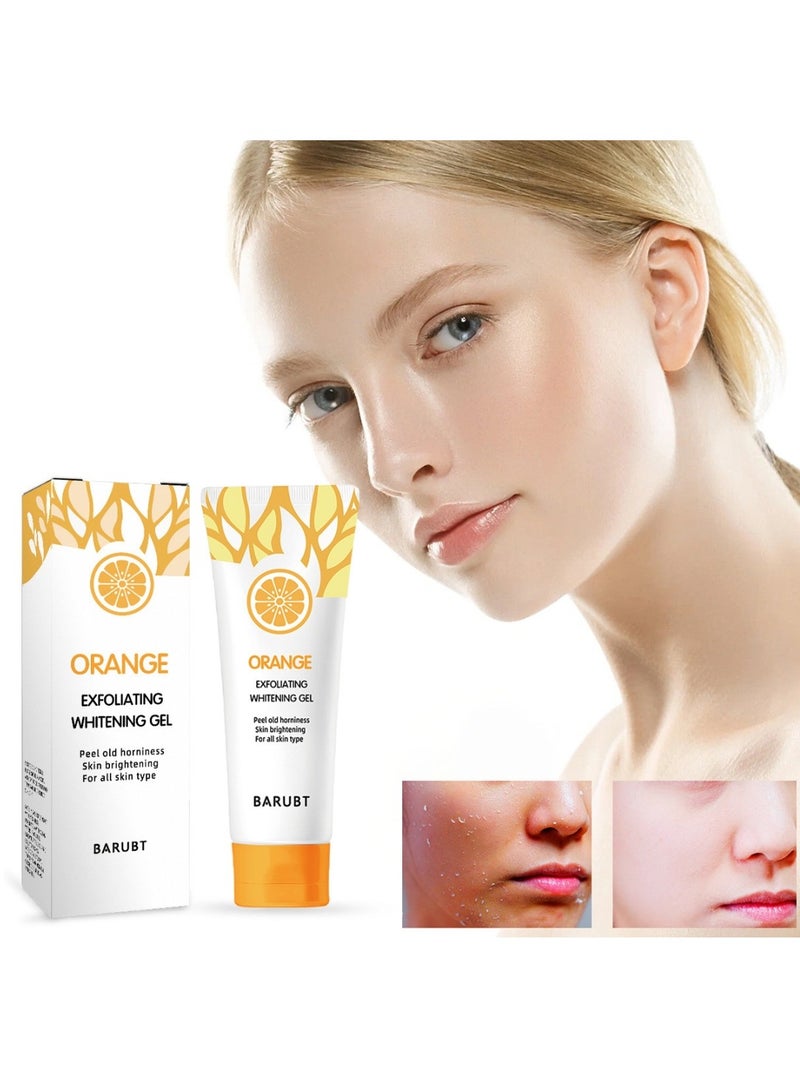 Orange Exfoliating Whitening Gel 50G Dead Skin Exfoliating Brightening Gel Scrub for Face Body and Skin Gentle Exfoliation with Vitamin C Peel Off Exfoliator Scrub Deep Cleansing Face Exfoliate Cleanser
