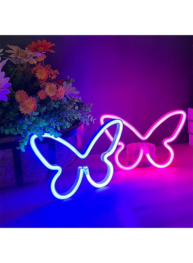 Peachjoy 2 Butterfly Neon Signs, LED Night Lights for Bedroom and Kids Room Decor, USB/Battery Powered for Wedding, Birthday Parties and Art Decorations  - Image 1