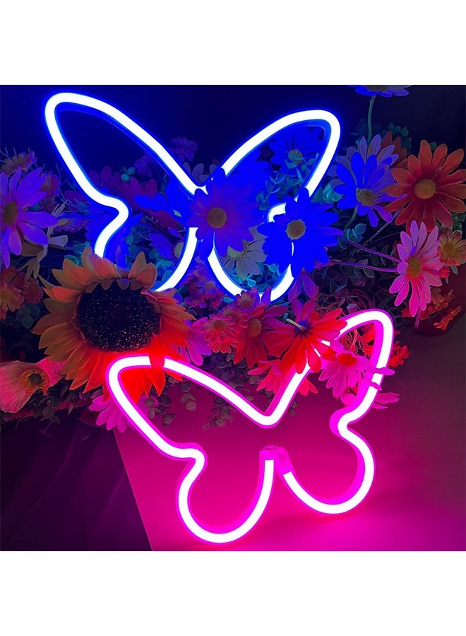 Peachjoy 2 Butterfly Neon Signs, LED Night Lights for Bedroom and Kids Room Decor, USB/Battery Powered for Wedding, Birthday Parties and Art Decorations  - Image 2