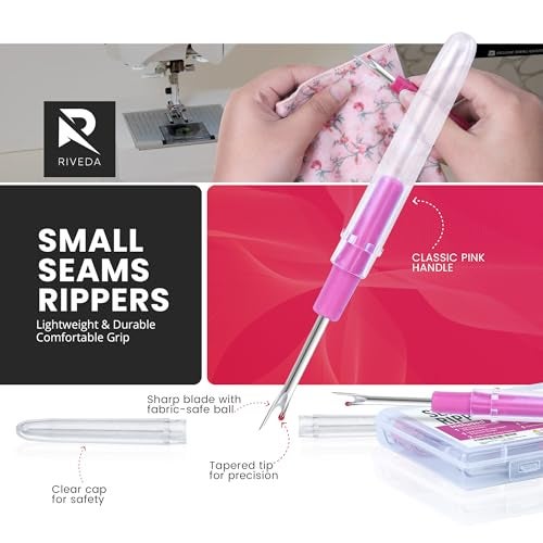 Riveda Seam Ripper Kit 7 Pcs - 1 Large, 1 Ergonomic, 2 Small Seam Rippers, Thread Cutter, Scissor, Measuring Tape - Sewing Accessories for Notions Quilting Crafts - Image 4